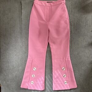 Ellery Pink Flare Pants Women’s 2 Pearl Button Cuffs Avant‎ Garde Statement Fit
